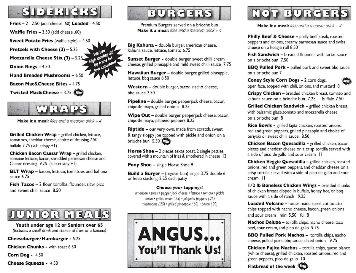 Kahuna's Burgers Menu - Image 1